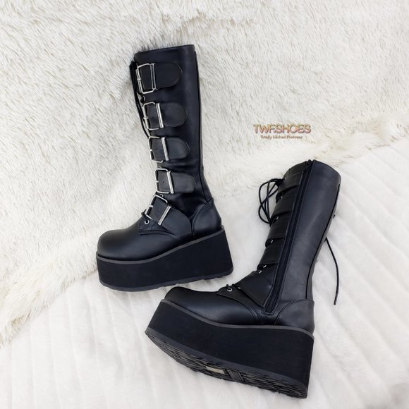 Brand New Trashville 518 Platform Goth Mens Knee Boots - Picture 2 of 13